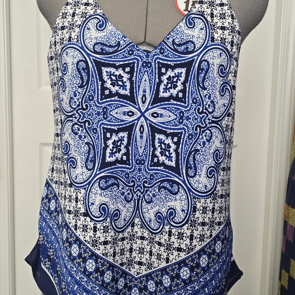 Navy Blue Paisley Camisole Top